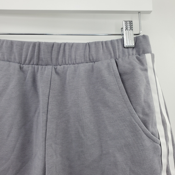 Adidas Gray Athletic Shorts Logo 3 Stripes Big Kids - Picture 2 of 6